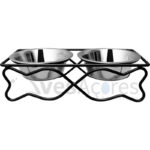 Comedouro duplo com suporte de peixe