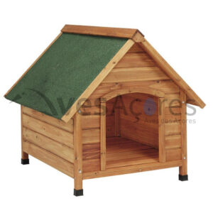 Casota de madeira para cães com telhado inclinado