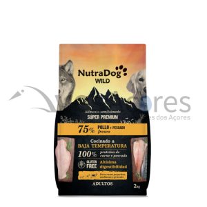 Alimento semiúmido NutraDog WILD para cães adultos, frango e peixe 75%
