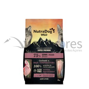 NutraDog WILD Alimento Semiúmido para Cães Adultos, Carne de Porco e Peixe 75%