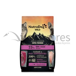 Alimento semiúmido NutraDog WILD para cães adultos, pato e peixe 75%
